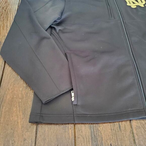 Genuine Stuff Notre Dame Full-Zip Jacket Men's Large Black Embroidered Logo Nice - Picture 2 of 13